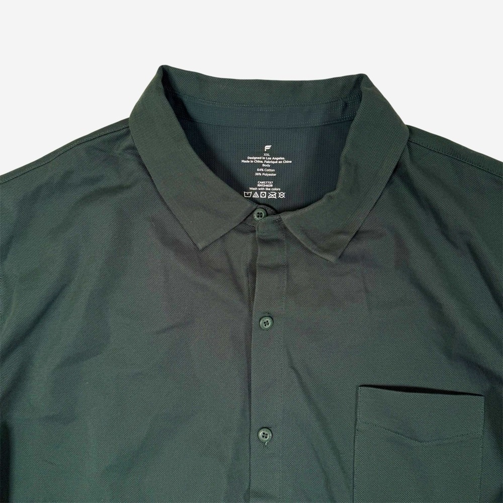 Fabletics Shirt Mens 2XL Green The Dash Long Sleeve‎ Button Up New NWT